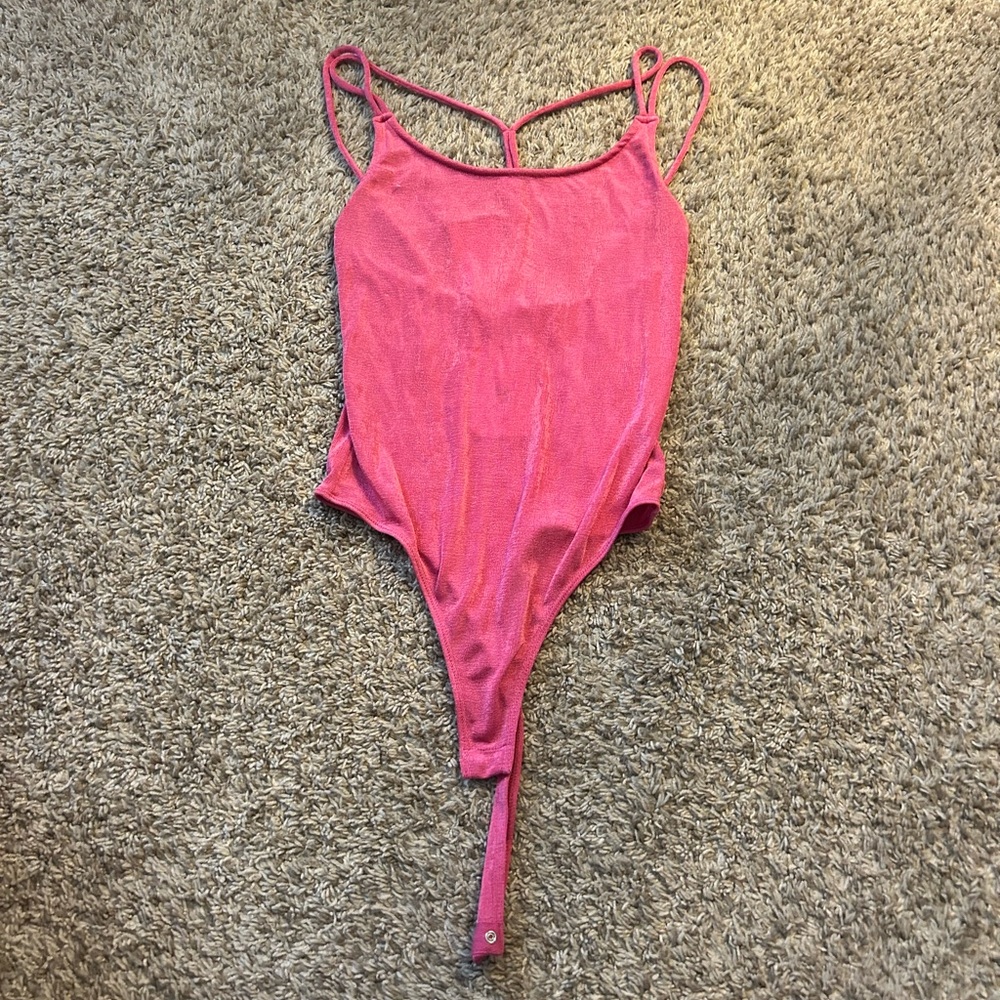 semi sheer pink body suit
